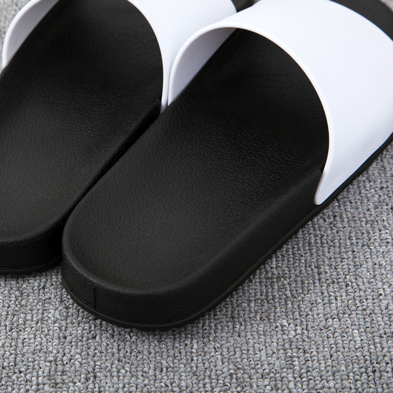 "Men's Non-Slip Summer Slides – Stylish Black & White Designer Slippers"