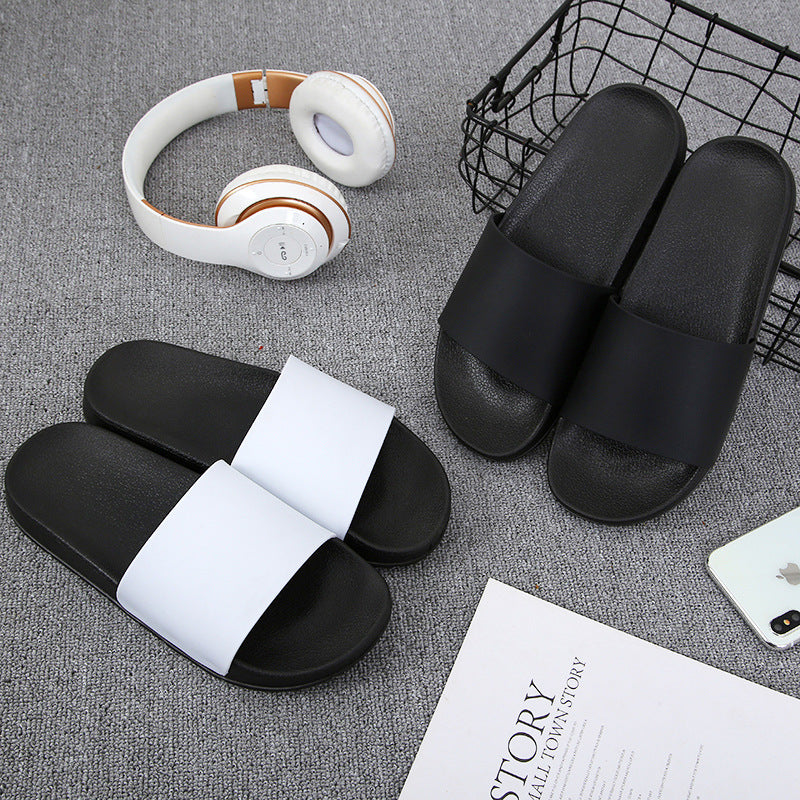 "Men's Non-Slip Summer Slides – Stylish Black & White Designer Slippers"