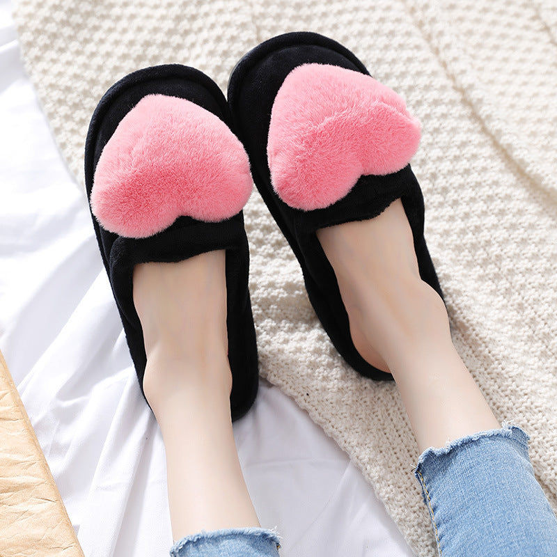 Cute Love Slipper Winter Warm Fluffy Shoes Home Slippers For Valentine's Day