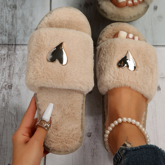 Cozy Plush Furry Slippers for Women – Warm Indoor Fleece Flip Flops for Fall & Winter"