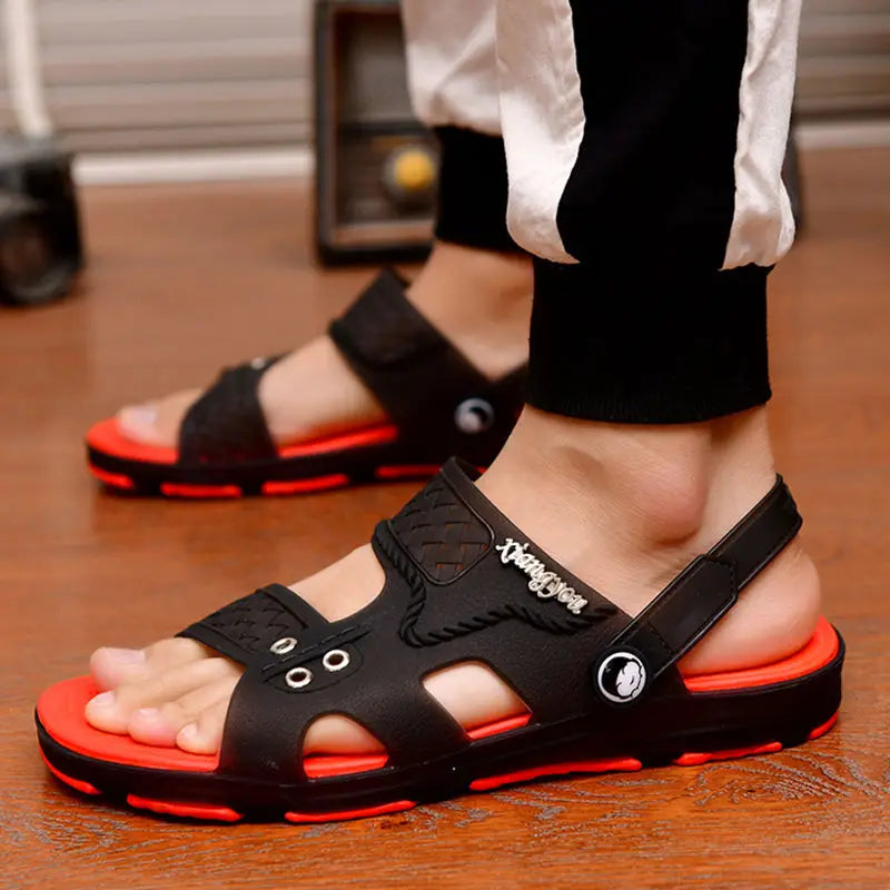 The Marlisasa Mens PVC Slides with Ruffles and Geometric Pattern are stylish and comfortable footwear