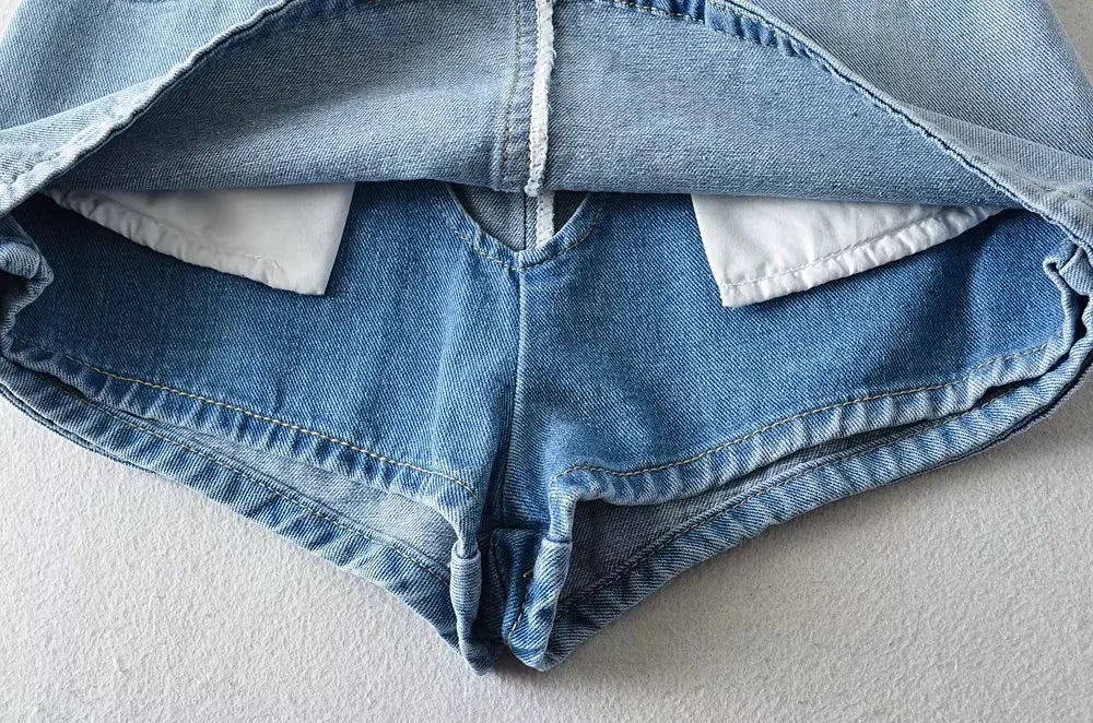 Women's High-Waisted Denim Mini Skirt, designed to offer a sexy and slim fit