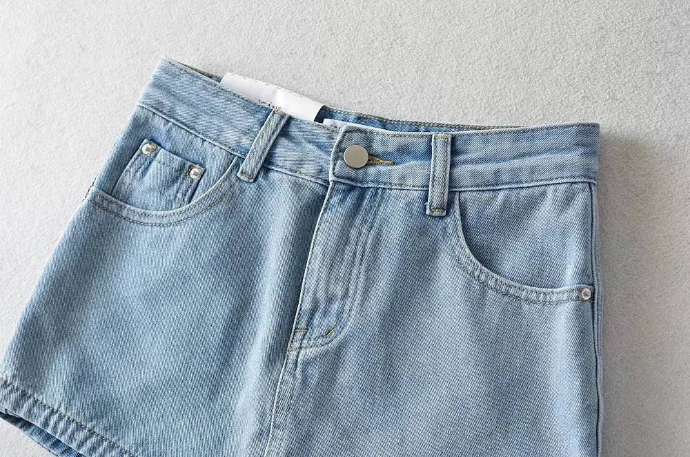 Women's High-Waisted Denim Mini Skirt, designed to offer a sexy and slim fit