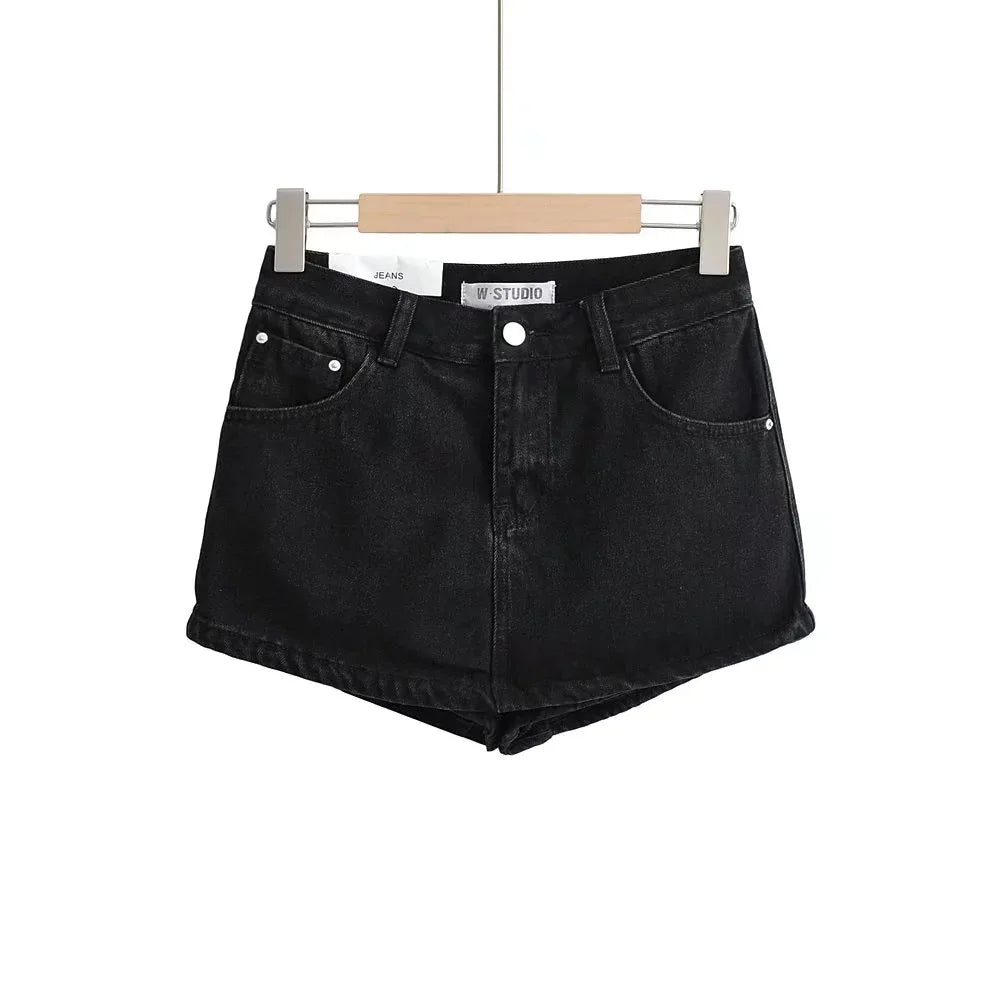 Women's High-Waisted Denim Mini Skirt, designed to offer a sexy and slim fit