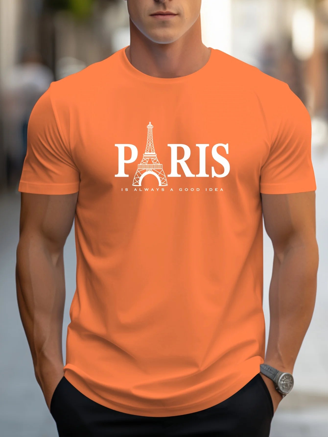 Men's Summer Oversized T-Shirt – Paris Print, Short Sleeve, Casual O-Neck Streetwear Pullover