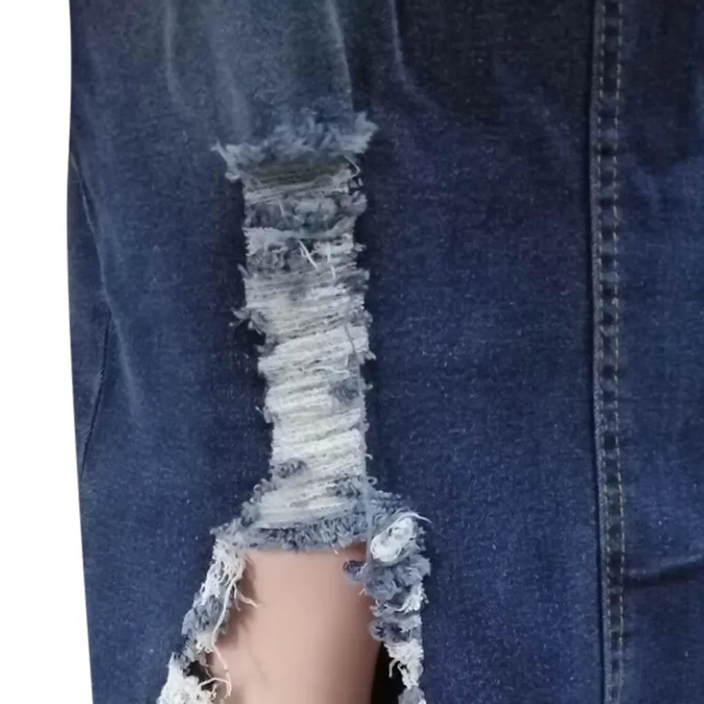 Introducing our Women's High-Waist Ripped Denim Pencil Skirt