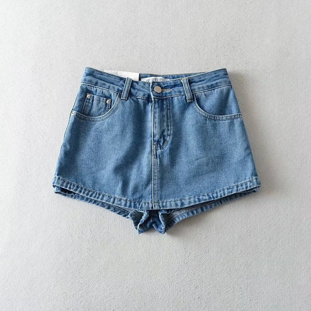 Women's High-Waisted Denim Mini Skirt, designed to offer a sexy and slim fit