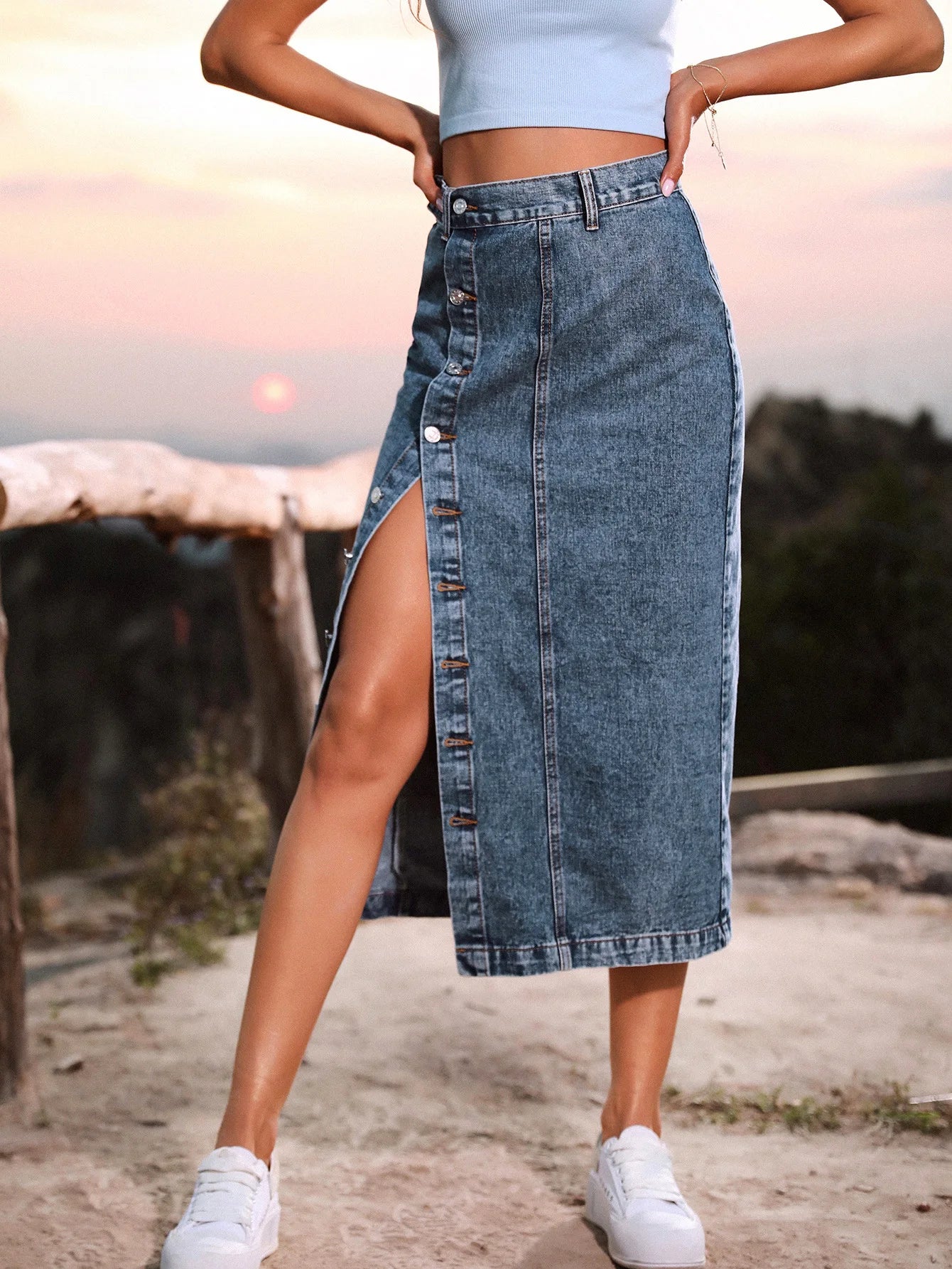 ILUKiss Women's Casual Denim A-Line Skirt, a stylish and comfortable.