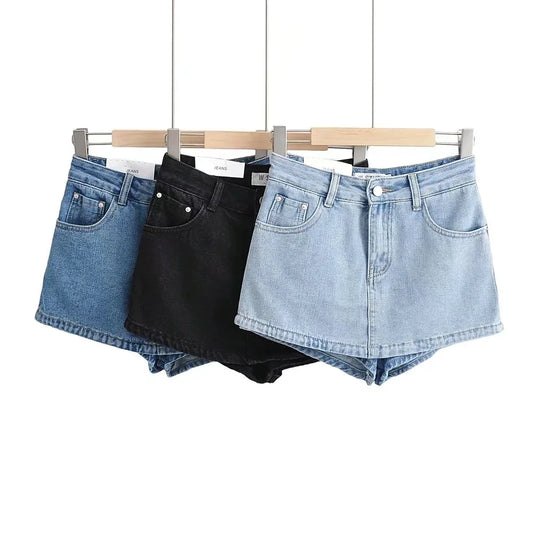 Women's High-Waisted Denim Mini Skirt, designed to offer a sexy and slim fit