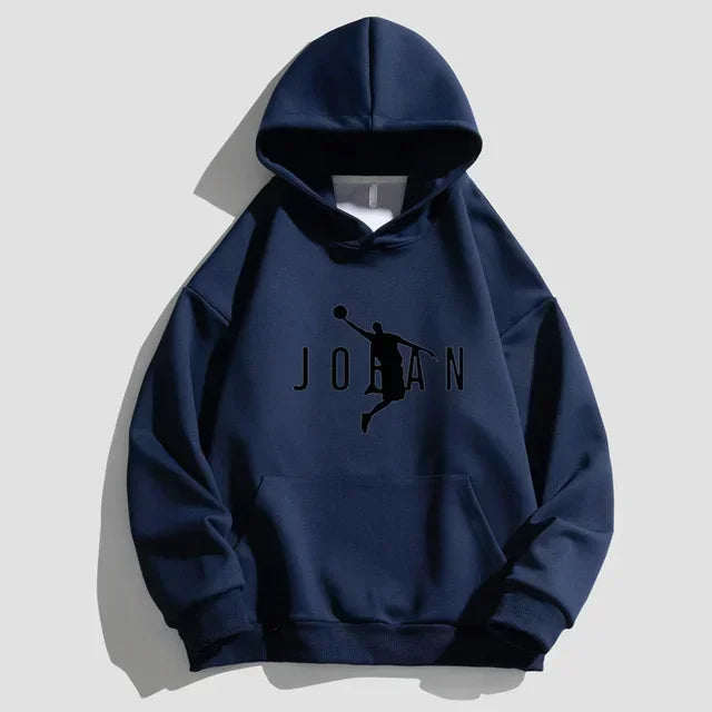 "Jordan Brand Men's Sports Fleece Hoodie – 2025 Casual Hip Hop Pullover Sweatshirt