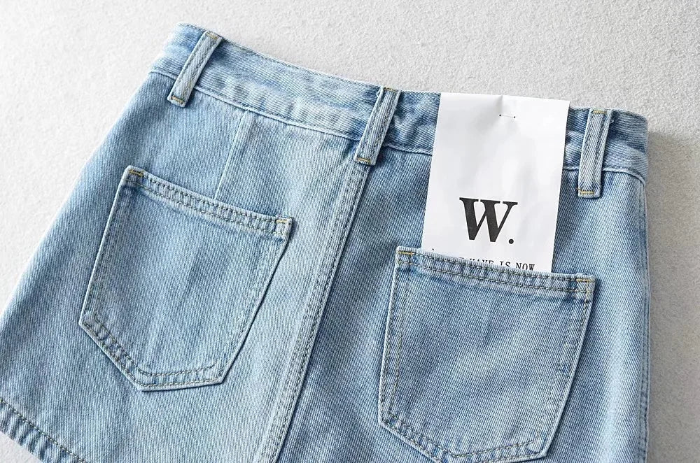 Women's High-Waisted Denim Mini Skirt, designed to offer a sexy and slim fit