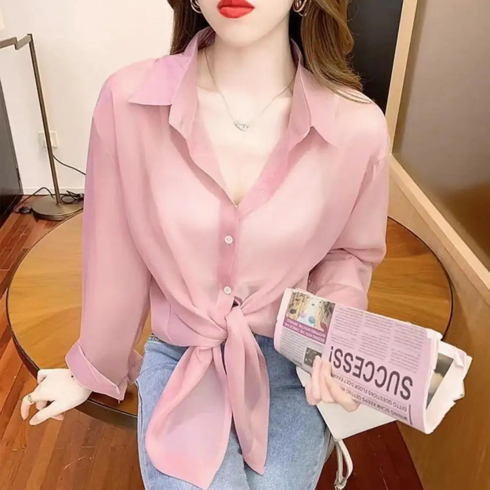 2024 Women's Clothing Women Shirt Summer New Chiffon Shirt Temperament Sunscreen Clothes Loose cardigan Thin Coat Blouses Shirts