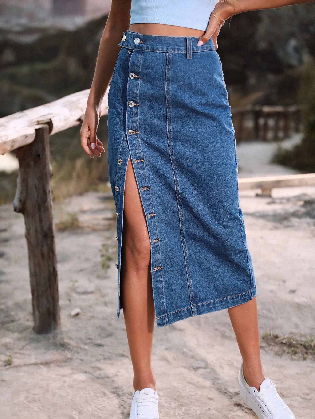 ILUKiss Women's Casual Denim A-Line Skirt, a stylish and comfortable.