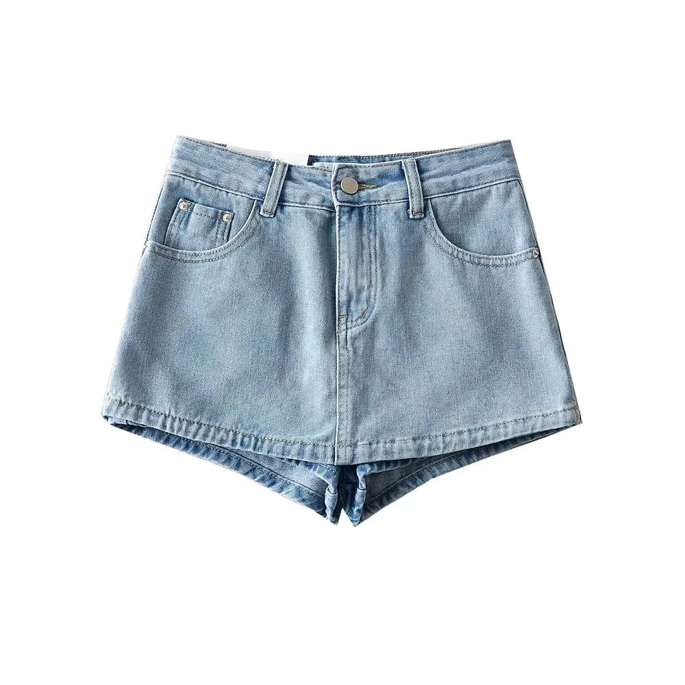 Women's High-Waisted Denim Mini Skirt, designed to offer a sexy and slim fit