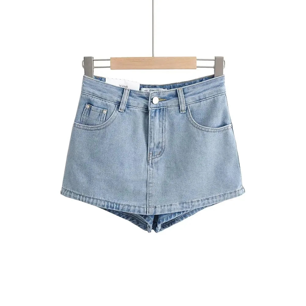 Women's High-Waisted Denim Mini Skirt, designed to offer a sexy and slim fit