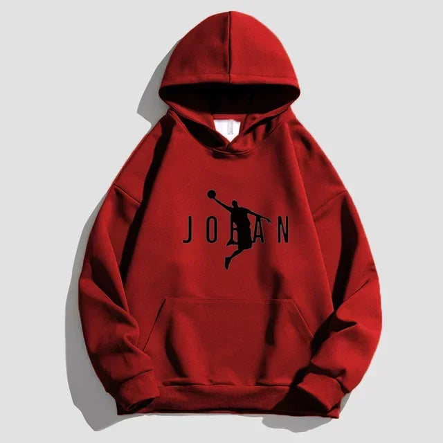 "Jordan Brand Men's Sports Fleece Hoodie – 2025 Casual Hip Hop Pullover Sweatshirt