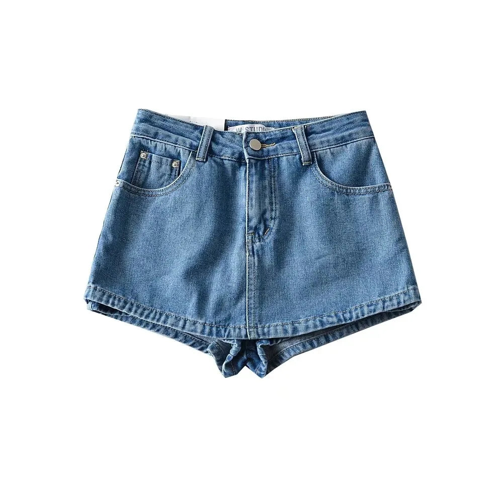 Women's High-Waisted Denim Mini Skirt, designed to offer a sexy and slim fit