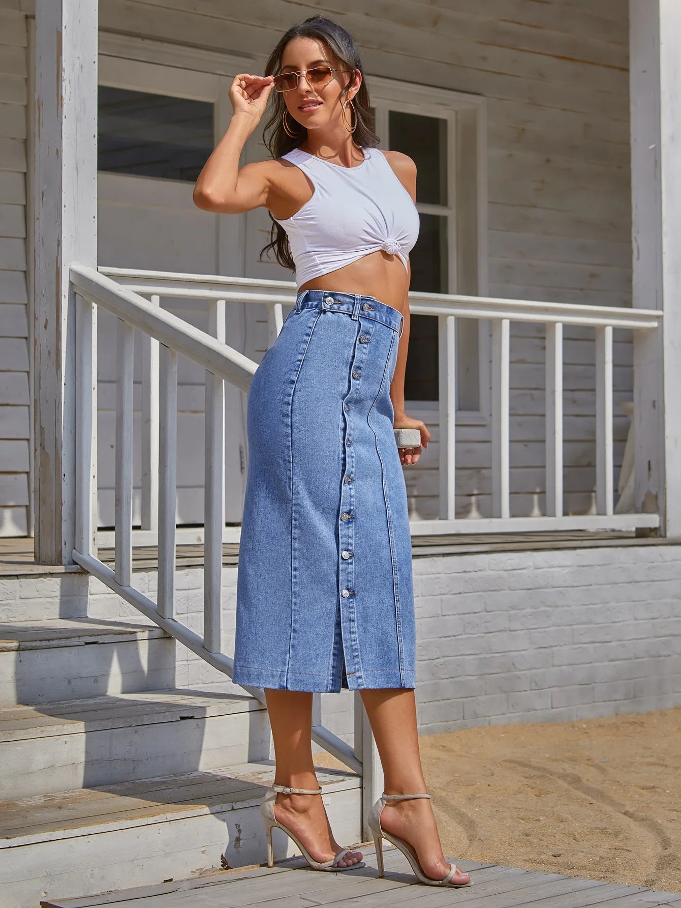 ILUKiss Women's Casual Denim A-Line Skirt, a stylish and comfortable.