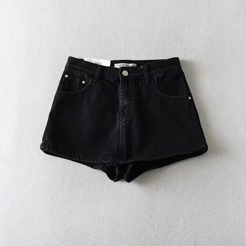 Women's High-Waisted Denim Mini Skirt, designed to offer a sexy and slim fit