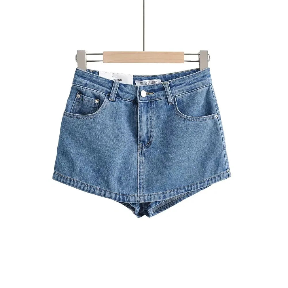 Women's High-Waisted Denim Mini Skirt, designed to offer a sexy and slim fit