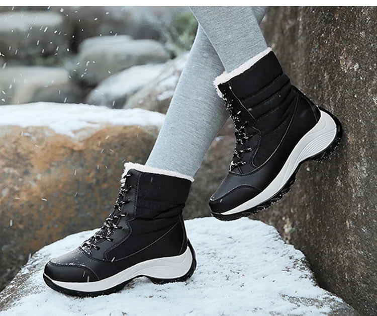 KUIDFAR Women's Mid-Calf PU Leather Wedge Boots—designed to combine style, comfort, and functionality for the colder seasons.