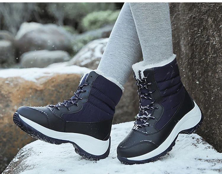 KUIDFAR Women's Mid-Calf PU Leather Wedge Boots—designed to combine style, comfort, and functionality for the colder seasons.